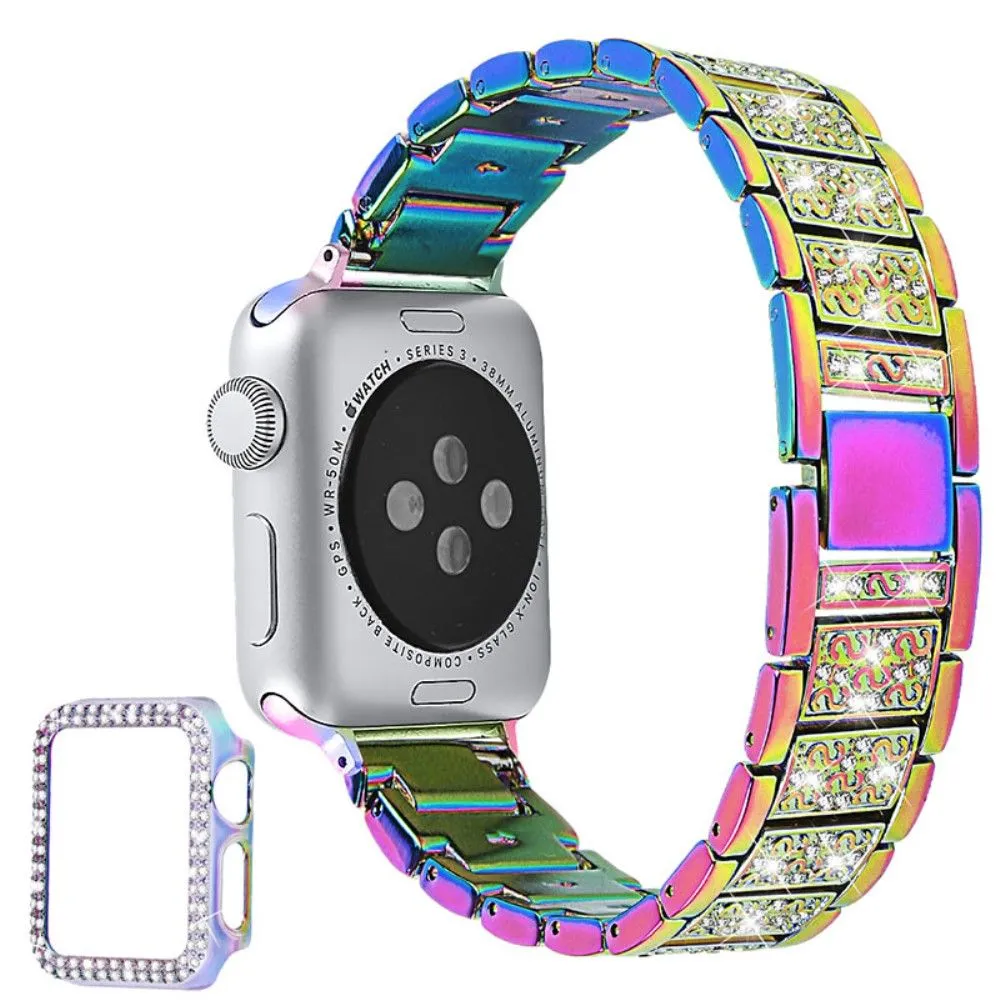 Apple Watch (45mm) 3 bead rhinestone décor watch strap with cover - Multi-color