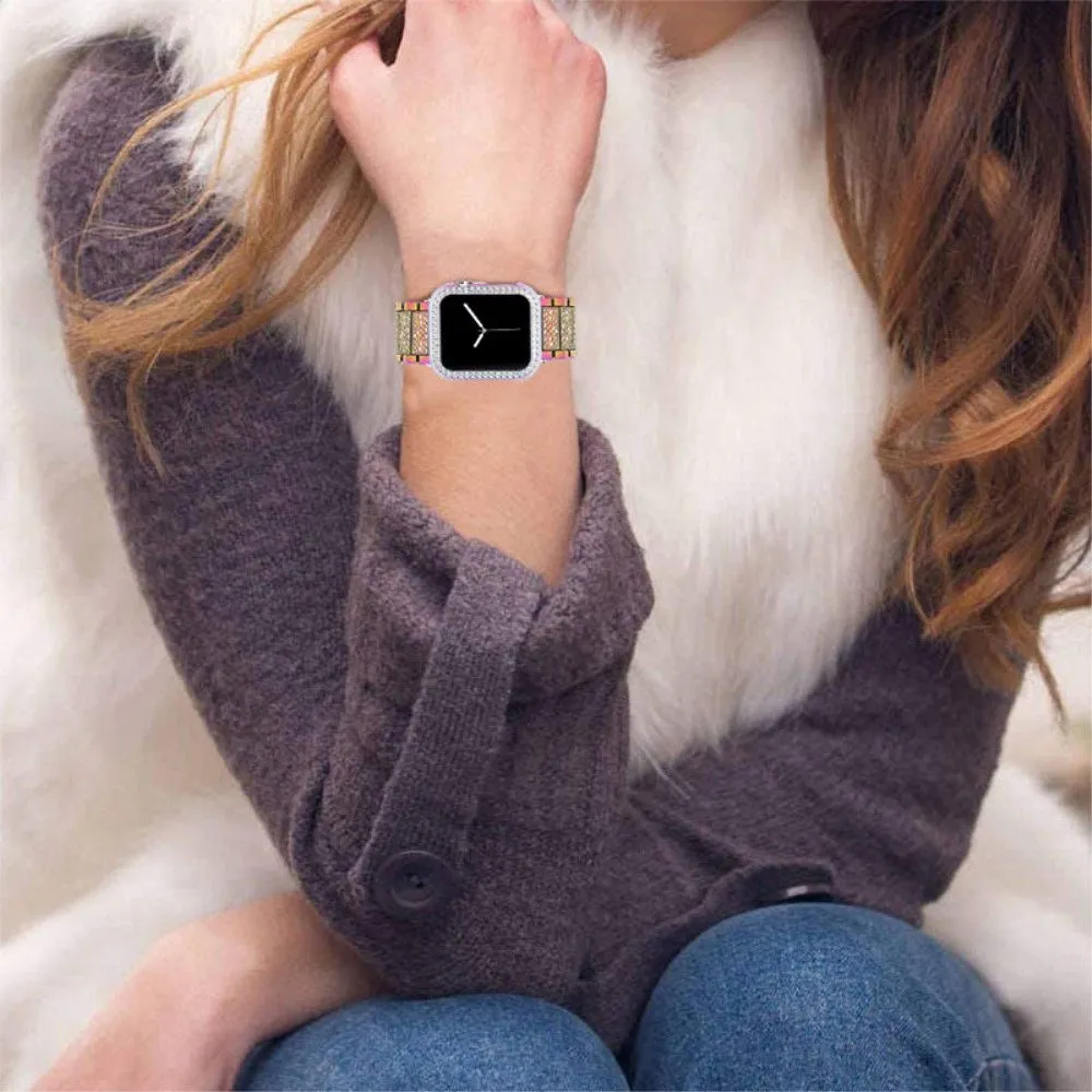 Apple Watch (45mm) 3 bead rhinestone décor watch strap with cover - Multi-color