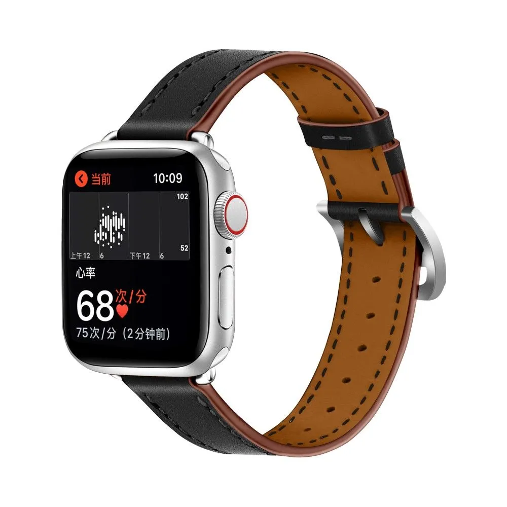 Apple Watch (45mm) breathable genuine leather watch strap - Black