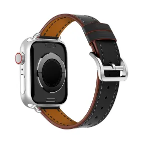 Apple Watch (45mm) breathable genuine leather watch strap - Black