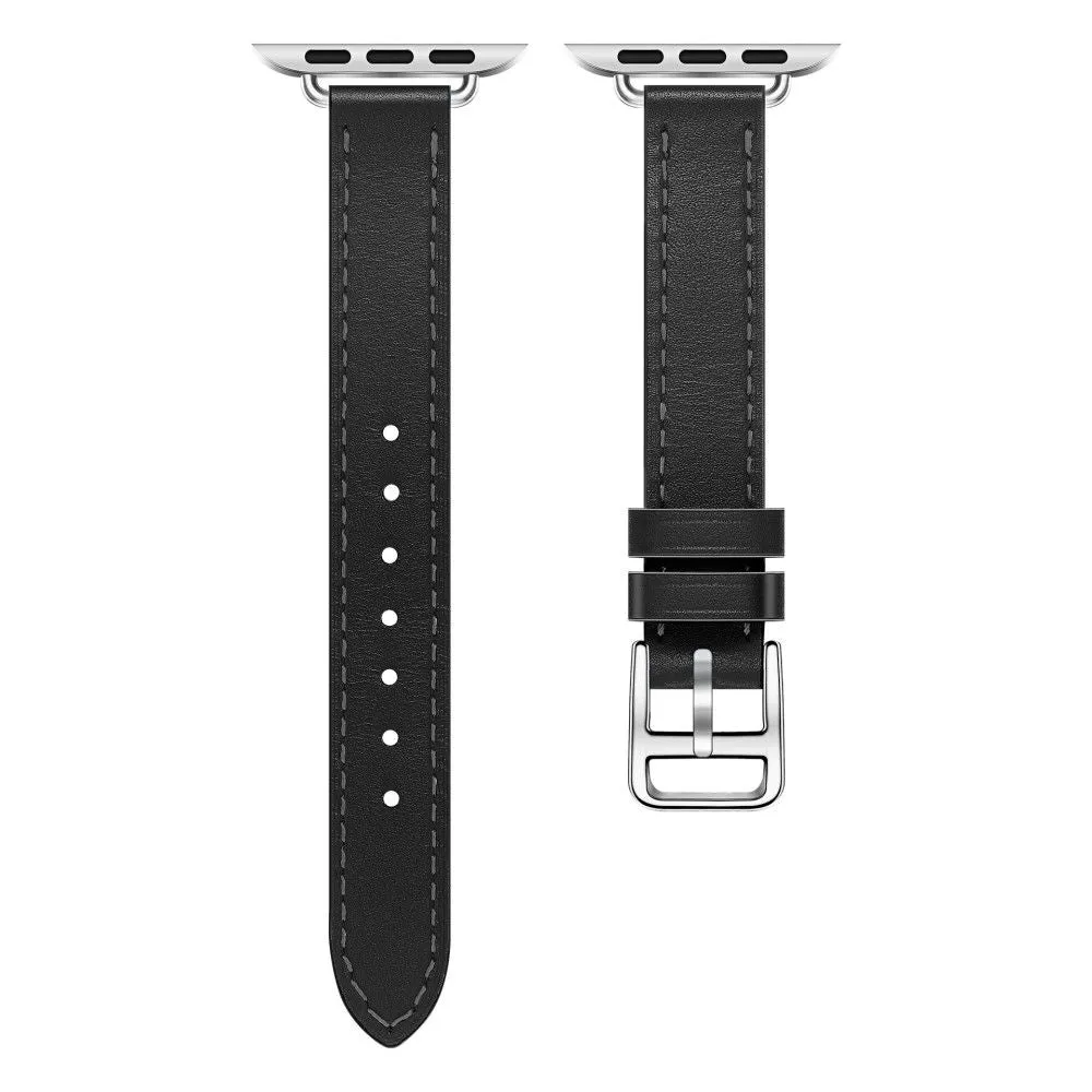 Apple Watch (45mm) breathable genuine leather watch strap - Black