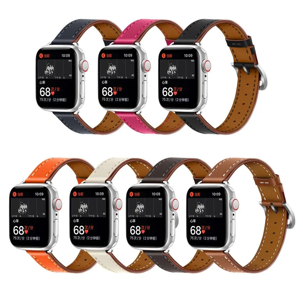 Apple Watch (45mm) breathable genuine leather watch strap - Black