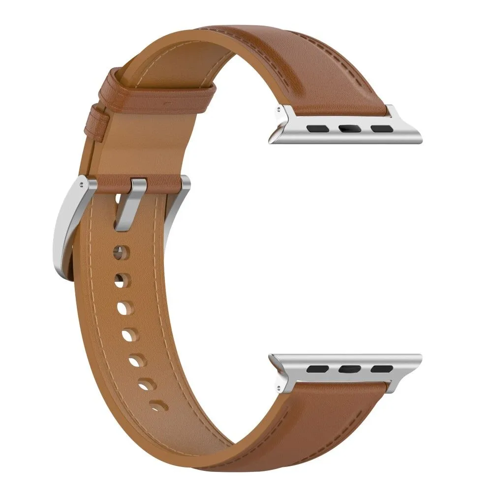Apple Watch (45mm) genuine cowhide leather watch strap - Light Brown