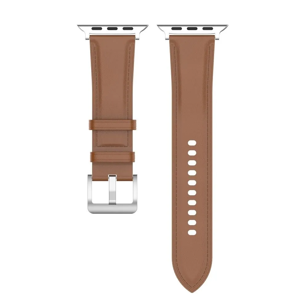 Apple Watch (45mm) genuine cowhide leather watch strap - Light Brown