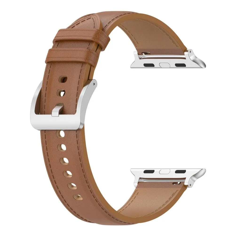Apple Watch (45mm) genuine cowhide leather watch strap - Light Brown