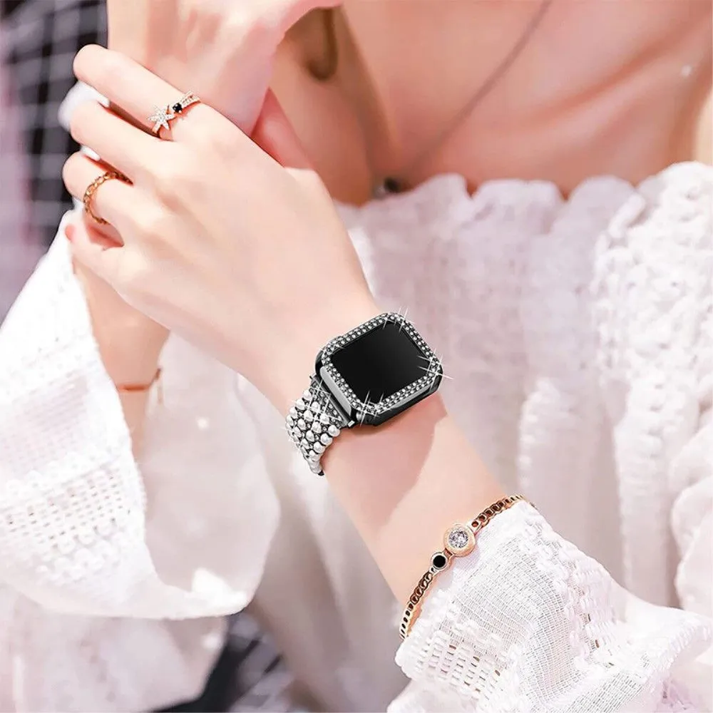 Apple Watch (45mm) rhinestone décor watch strap   cover - Black