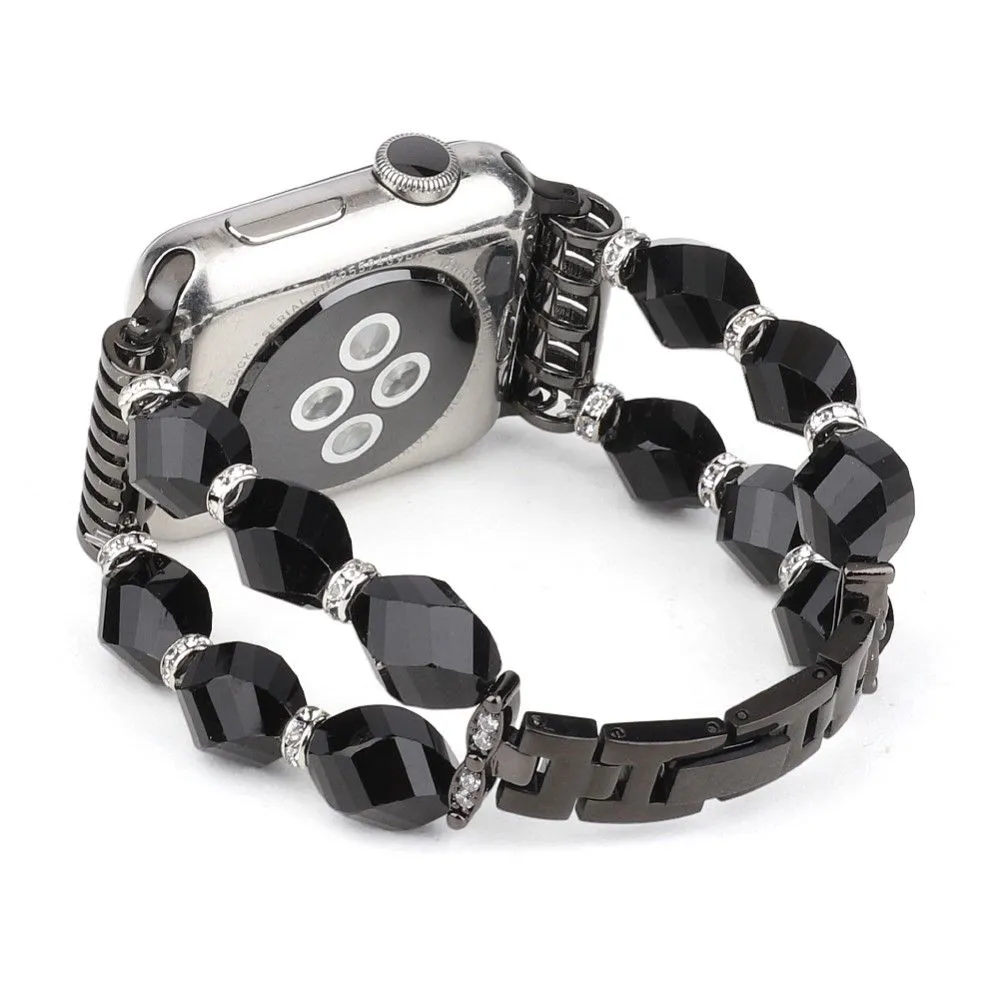 Apple Watch (45mm) rhombus shaped crystal watch strap - Black