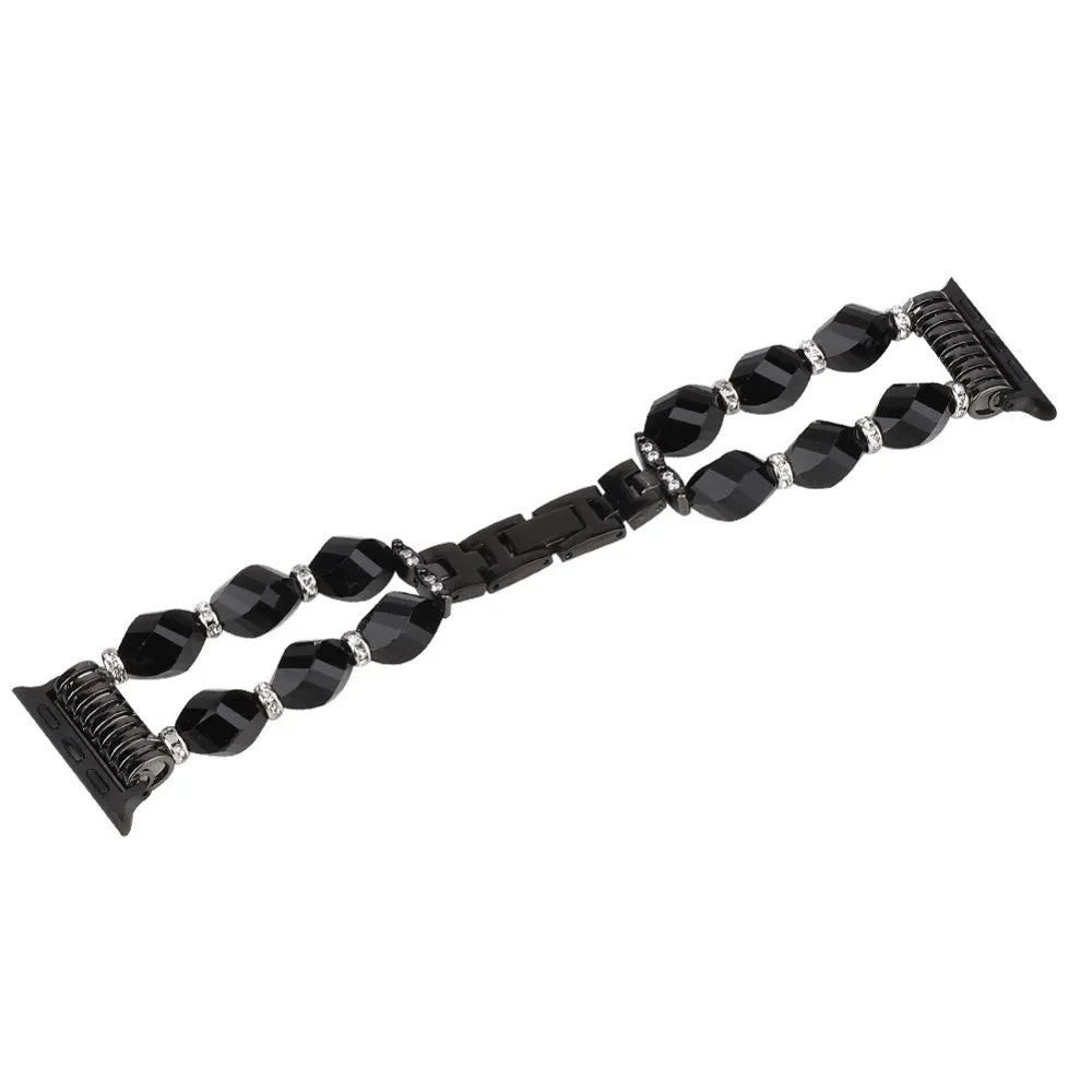 Apple Watch (45mm) rhombus shaped crystal watch strap - Black