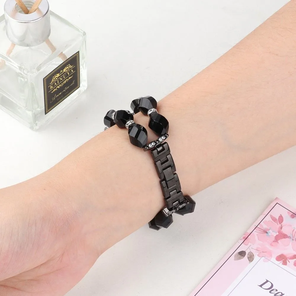 Apple Watch (45mm) rhombus shaped crystal watch strap - Black