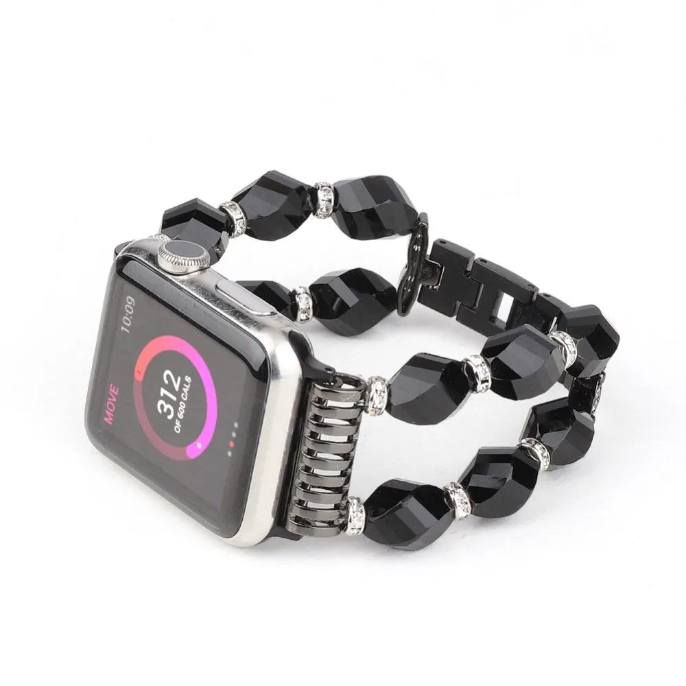 Apple Watch (45mm) rhombus shaped crystal watch strap - Black