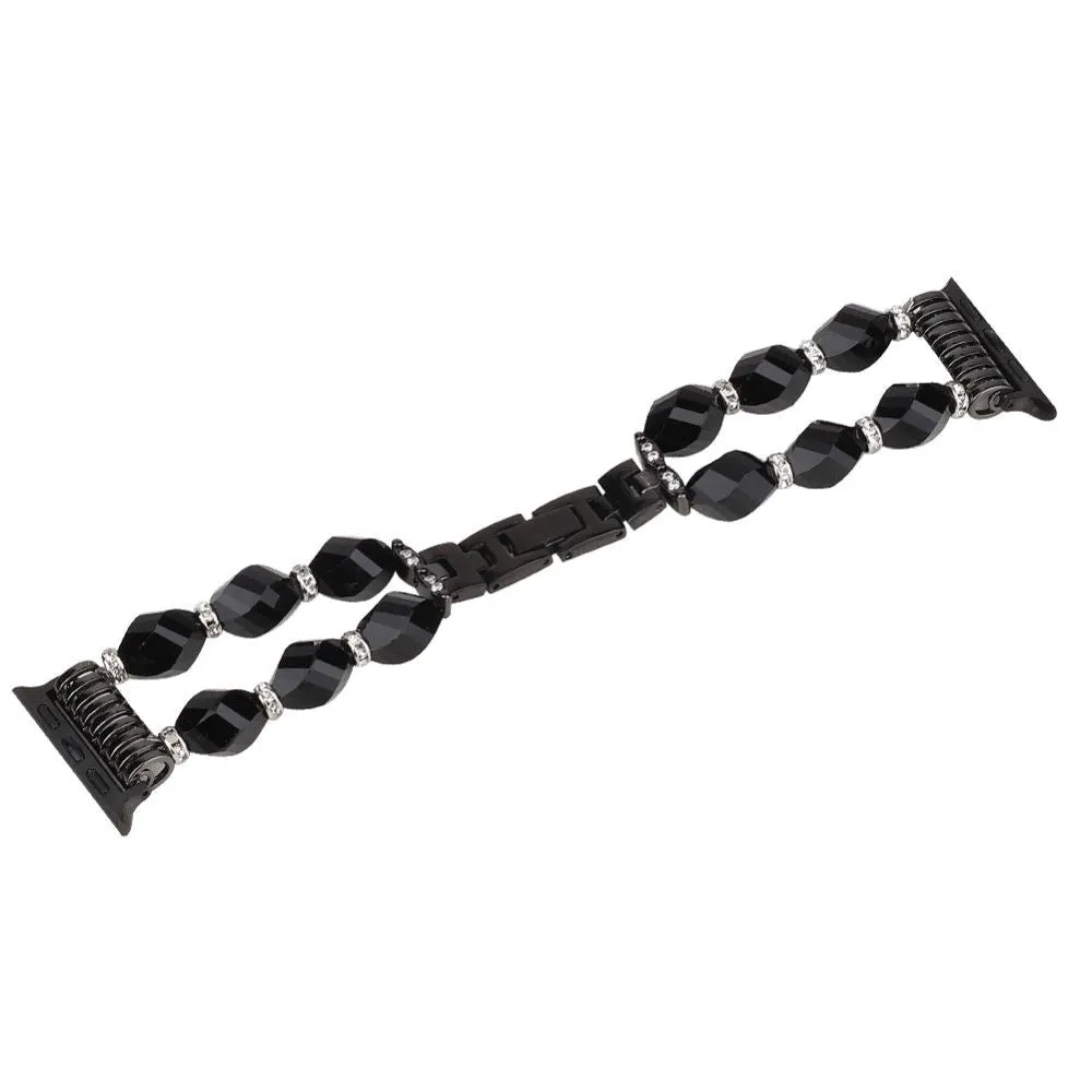Apple Watch (45mm) rhombus shaped crystal watch strap - Black