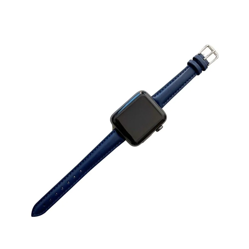 Apple Watch (45mm) simple genuine leather watch strap - Blue