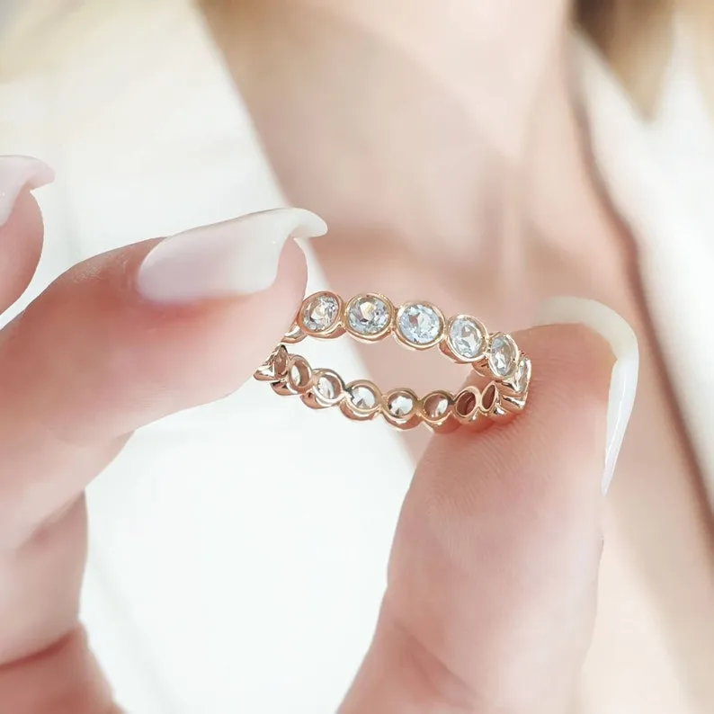 Aquamarine Eternity Ring