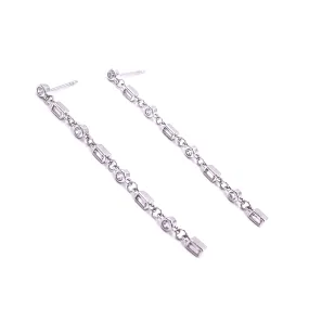 Ashley Gold Sterling CZ Round And Emerald Drop Stud Earrings