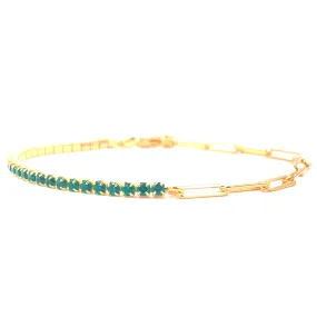 Ashley Gold Sterling Silver Gold Plated Colored CZ Prong And Link Bracelet