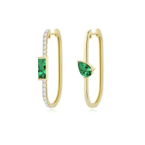 Asymmetrical Hoop Earrings Emerald Cut