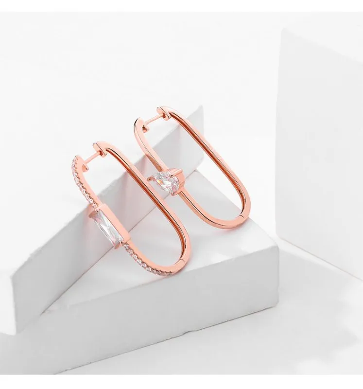 Asymmetrical Hoop Earrings Emerald Cut