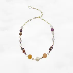 Autumn Gemstone and Pearl Station Necklace