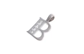 'B' Initial Pendant 18ct White Gold Cubic Zirconia (1.3g) P-5570