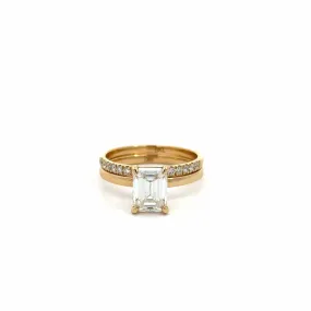 Baikalla 14k Gold Moissanite Emerald Cut 2 in 1 Engagement Ring Set
