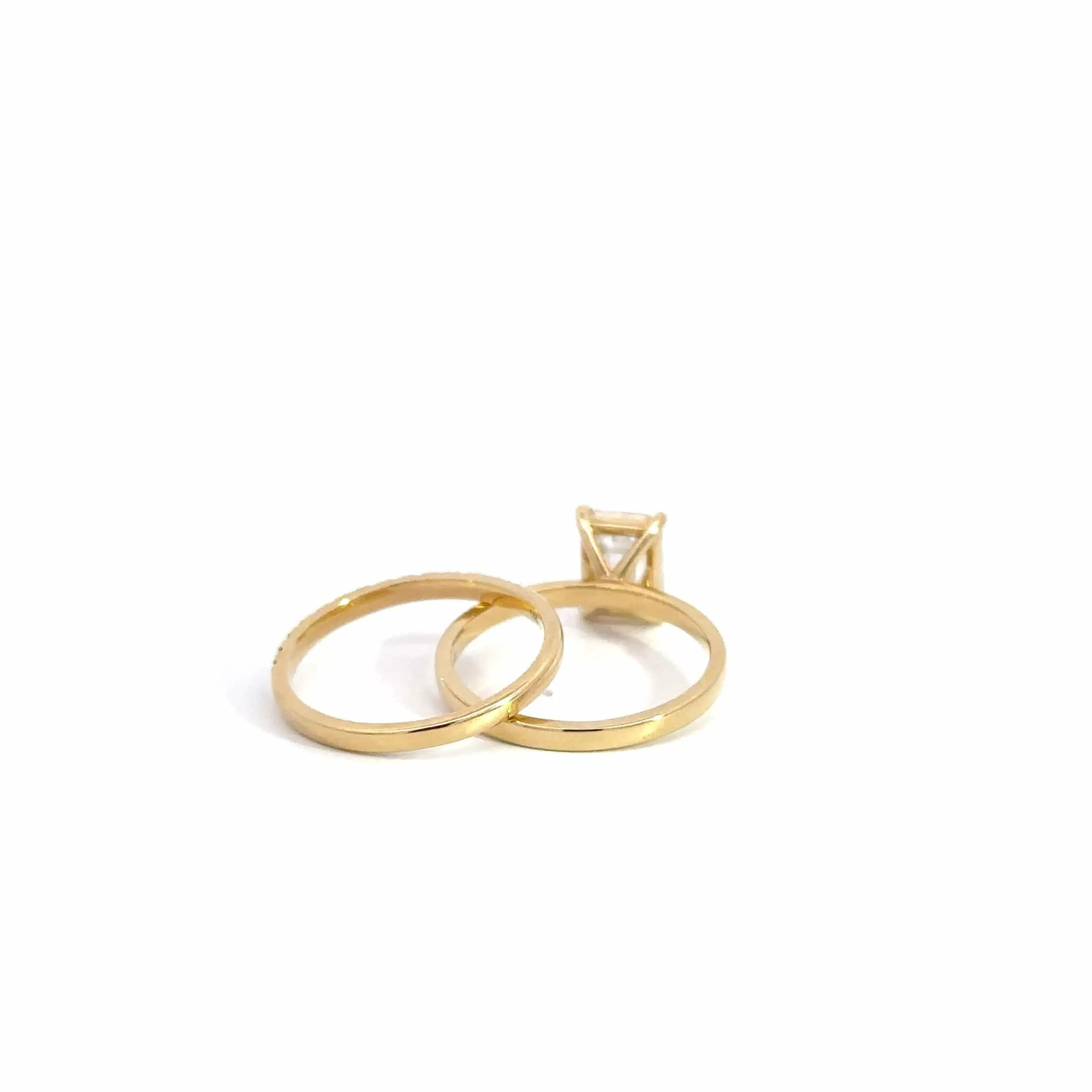 Baikalla 14k Gold Moissanite Emerald Cut 2 in 1 Engagement Ring Set