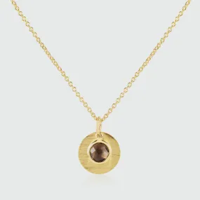 Bali 9ct Gold Smokey Quartz November Birthstone Necklace