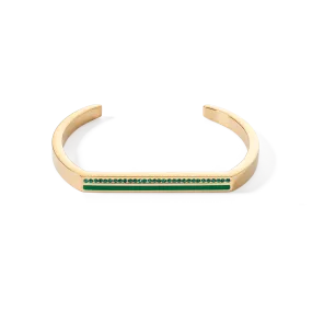 Bangle Cuff Square Stripes gold-green