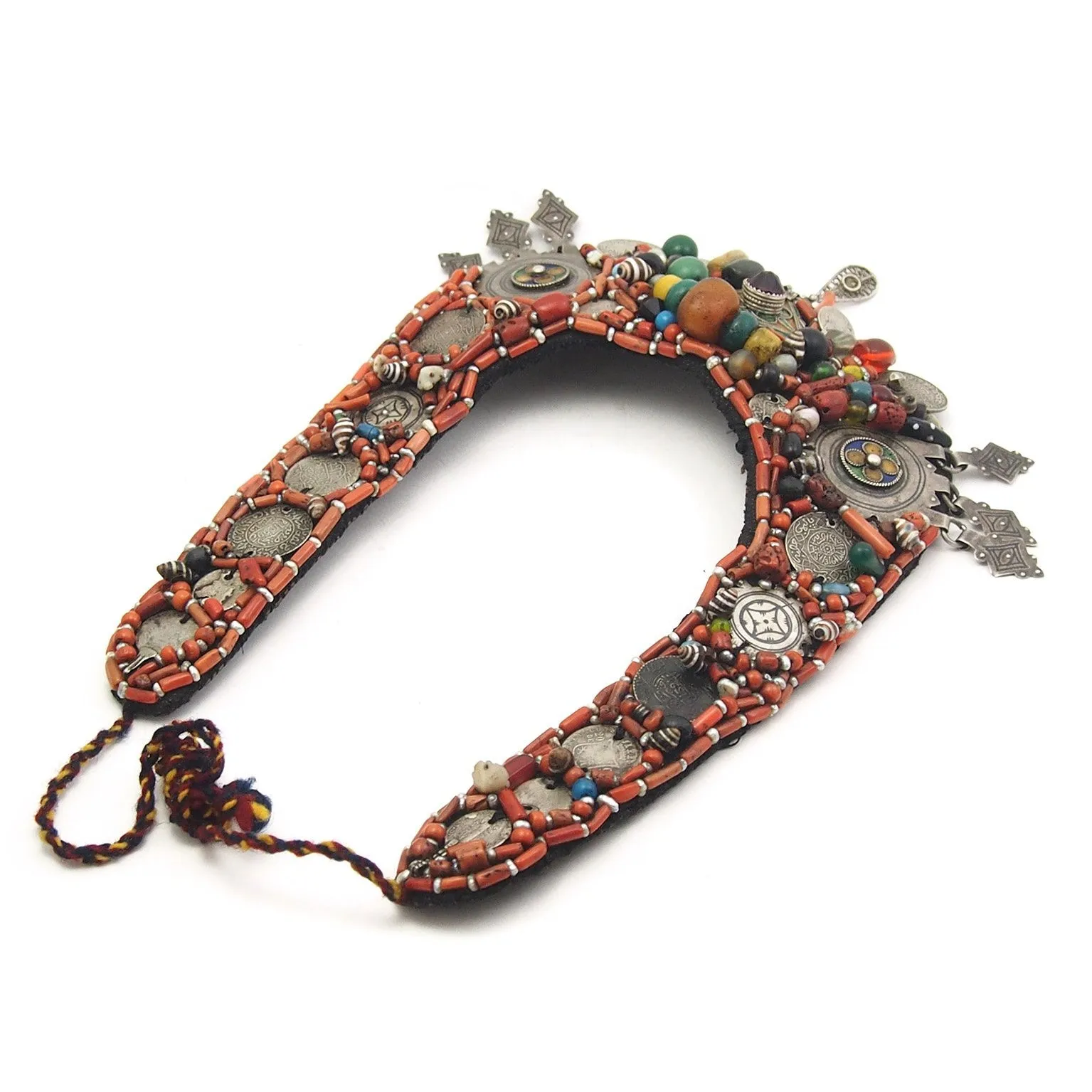 Berber Heirloom Coral/Silver Bib Necklace, A
