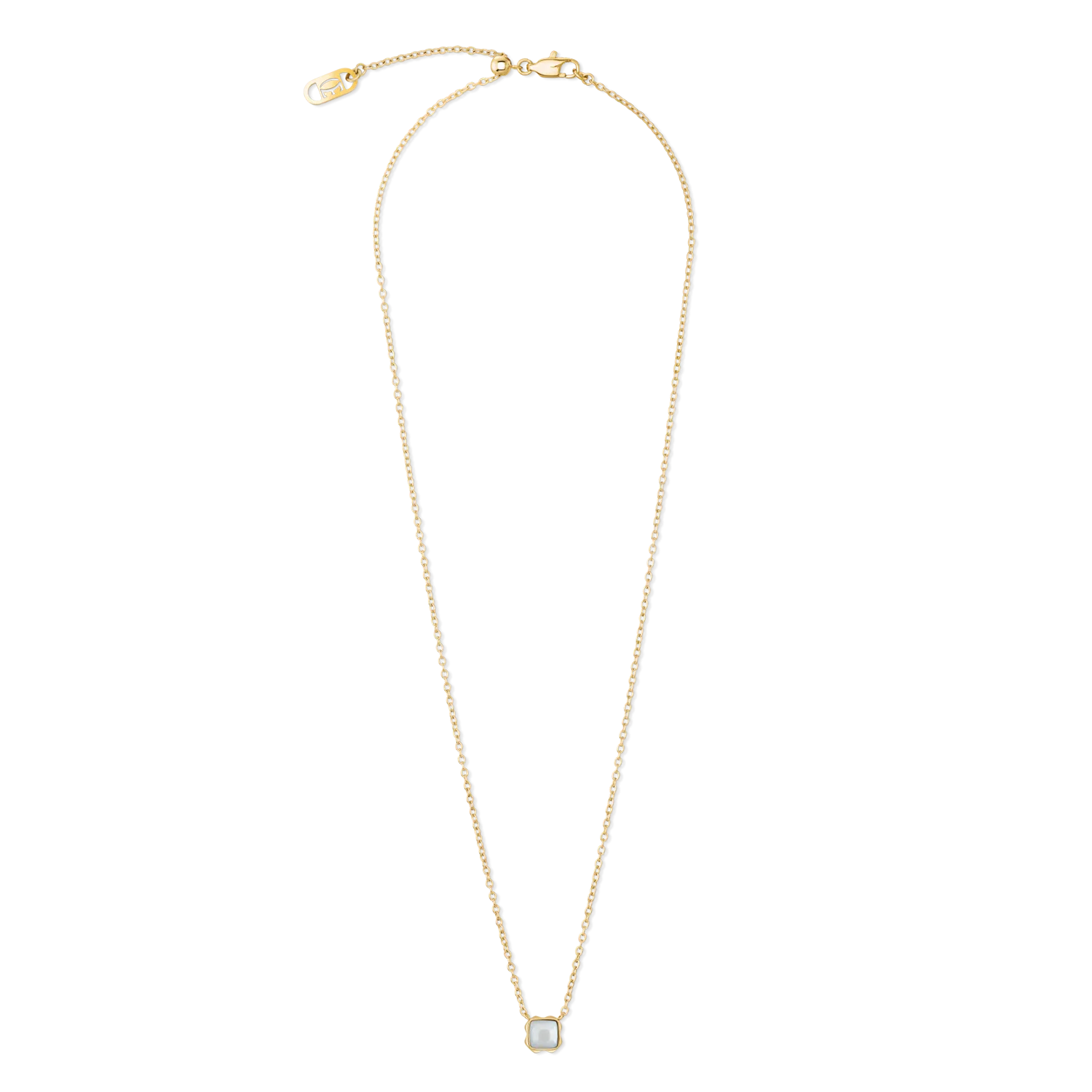 Birthstone April Necklace White Quartz Gold