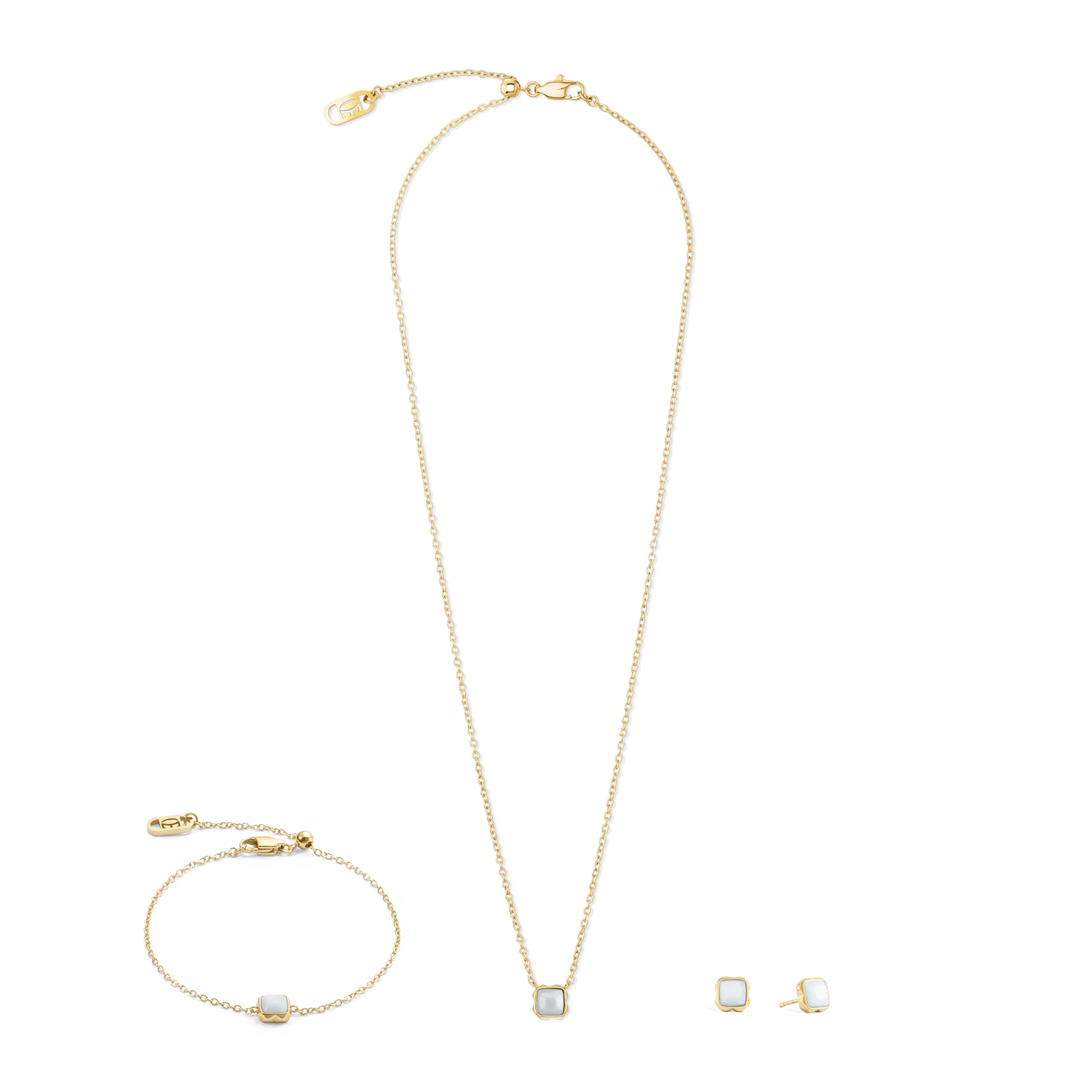 Birthstone April Necklace White Quartz Gold
