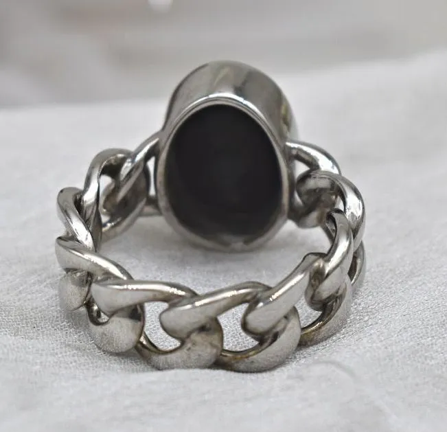 BLACK CRYSTAL WHITE GOLD MEN'S RING