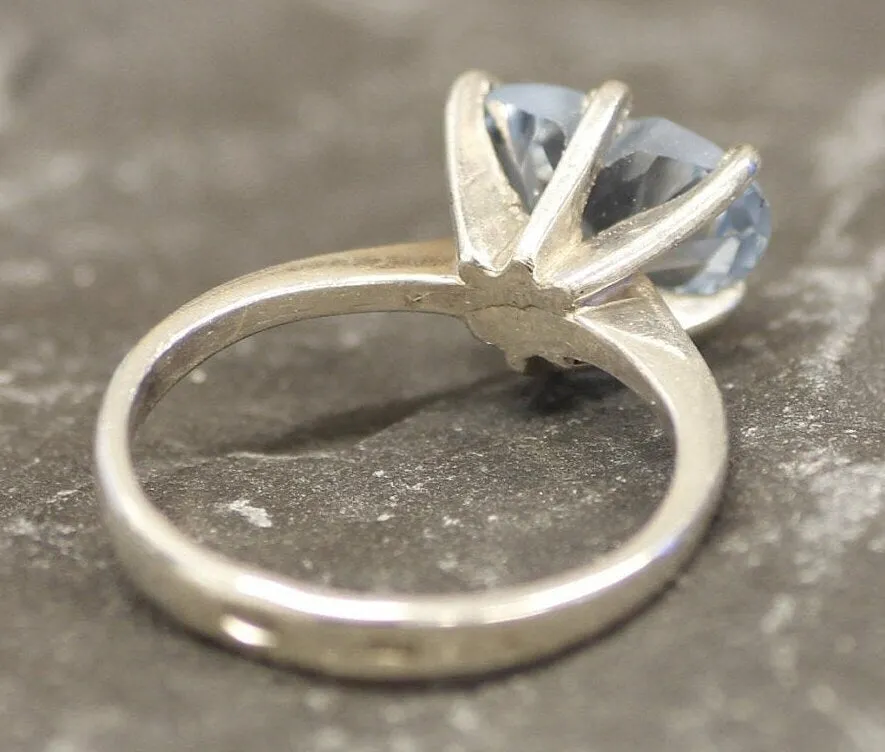Blue Heart Ring - Natural Blue Topaz,  Heart Engagement Ring