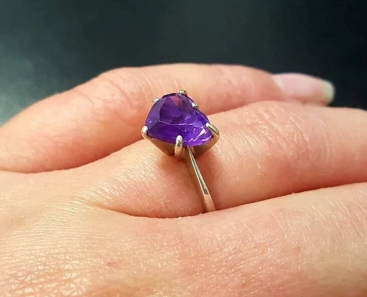 Blue Heart Ring - Natural Blue Topaz,  Heart Engagement Ring