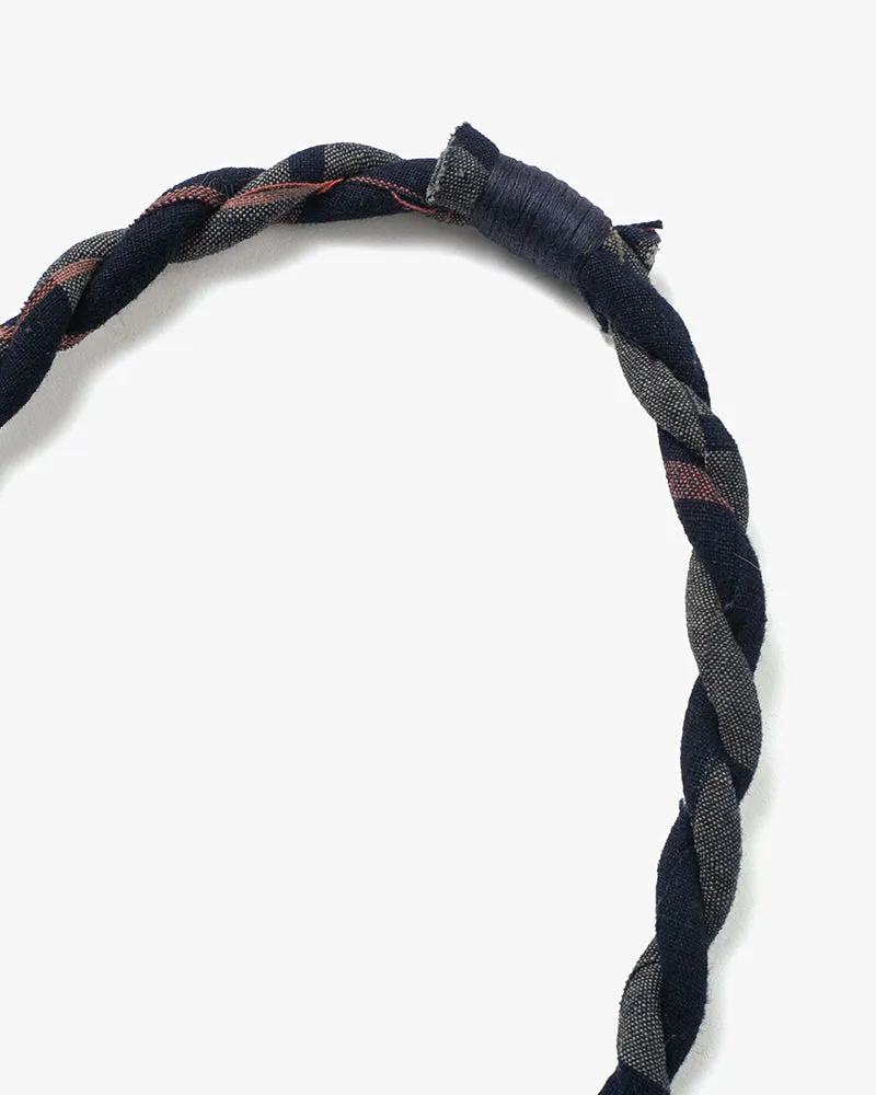Boet x Kiriko Necklace, Boro, Dark Indigo with Grey and Coral Shima