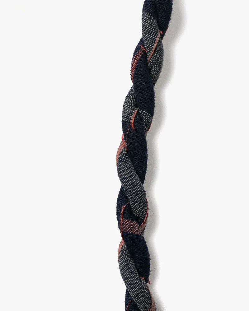 Boet x Kiriko Necklace, Boro, Dark Indigo with Grey and Coral Shima