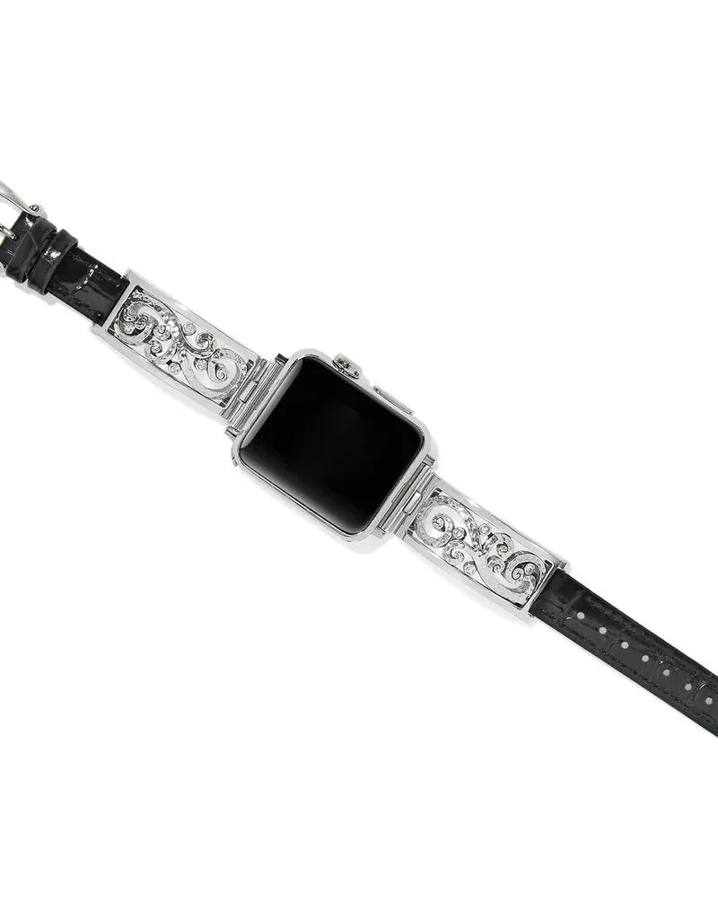 Brighton | Black Irvine Watch Band in Silver Tone