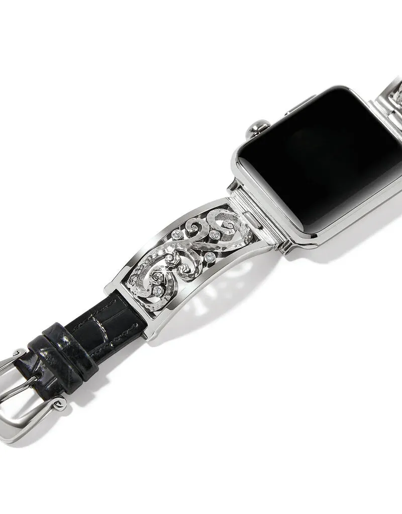 Brighton | Black Irvine Watch Band in Silver Tone