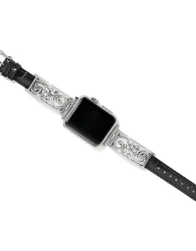 Brighton | Black Irvine Watch Band in Silver Tone