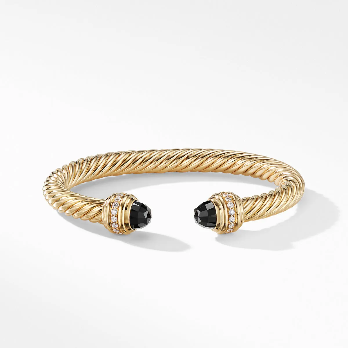 Cable Bracelet in 18K Gold with Black Onyx and Diamonds