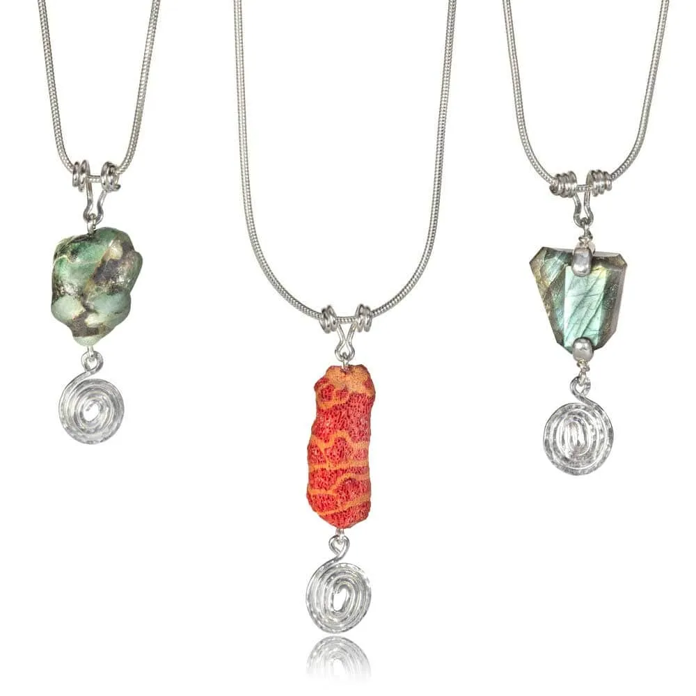 CAMILLA WEST JEWELLERY Red Sponge Silver Coil Necklace