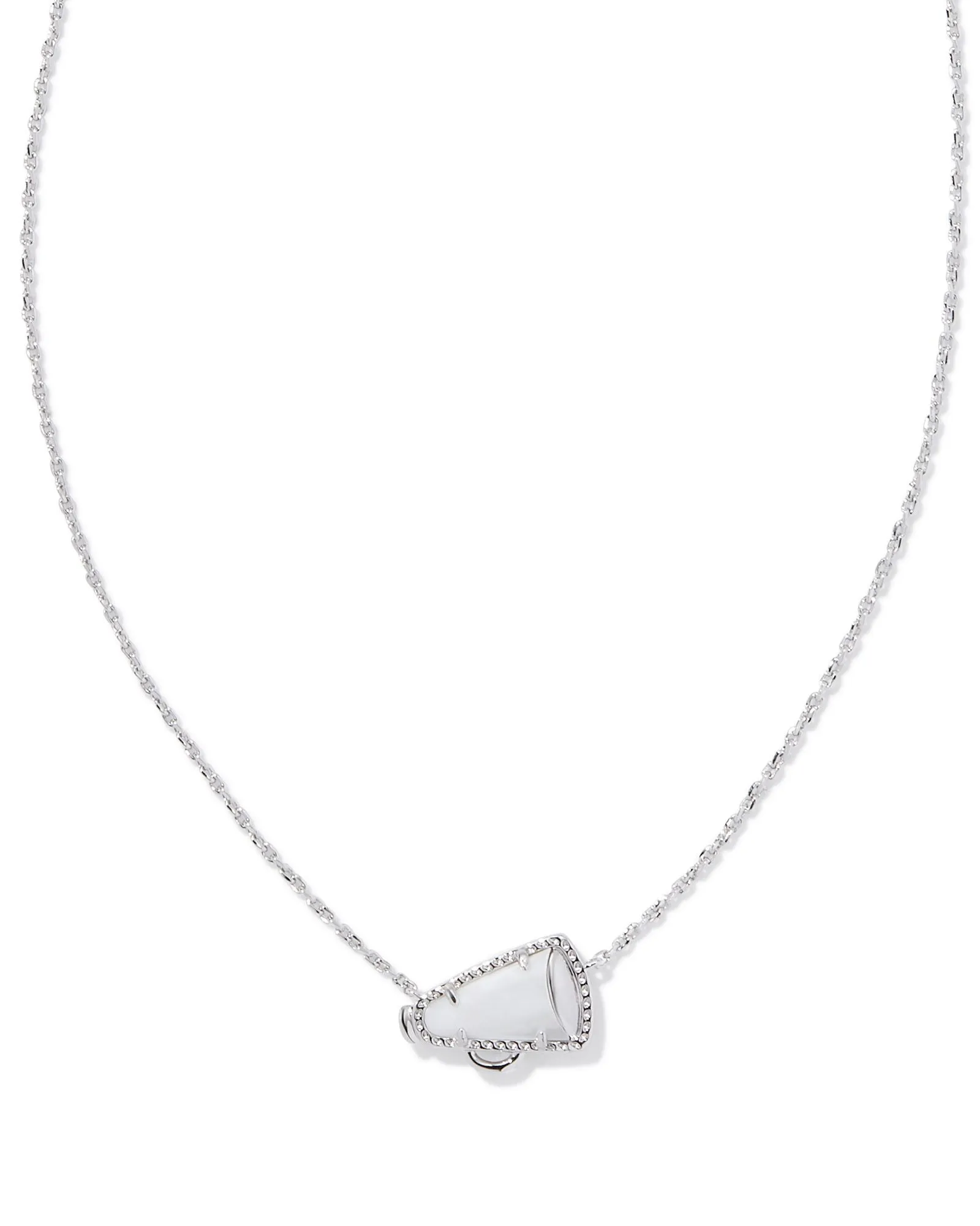 Cheer Short Pendant Necklace in Silver White Mother of Pearl