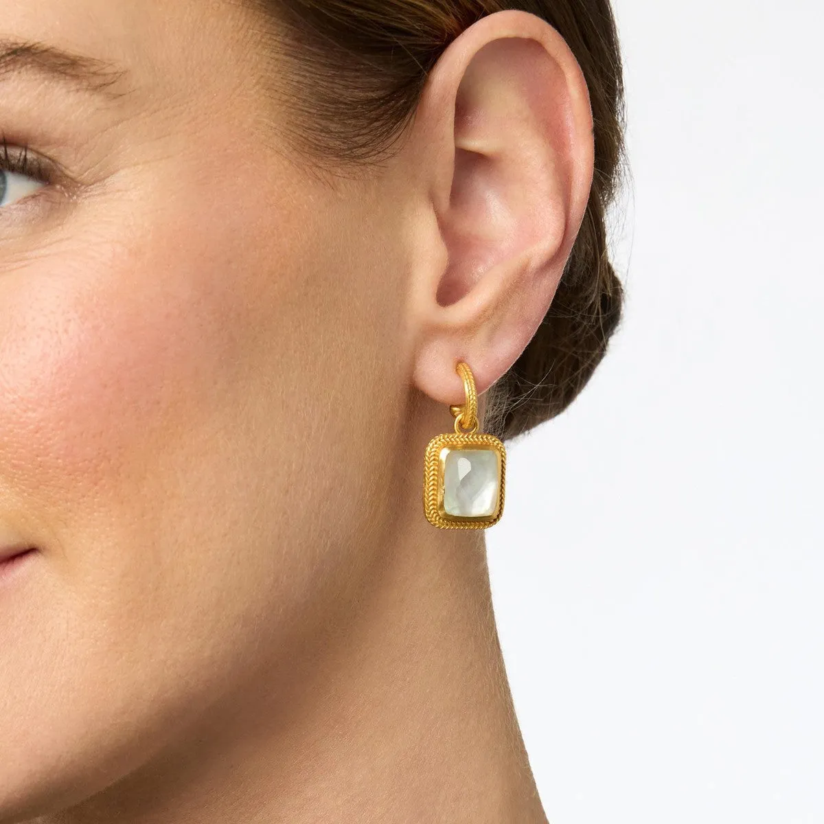 Cheval Hoop & Charm Earrings - Iridescent Emerald Green