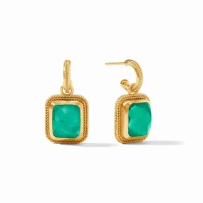 Cheval Hoop & Charm Earrings - Iridescent Emerald Green