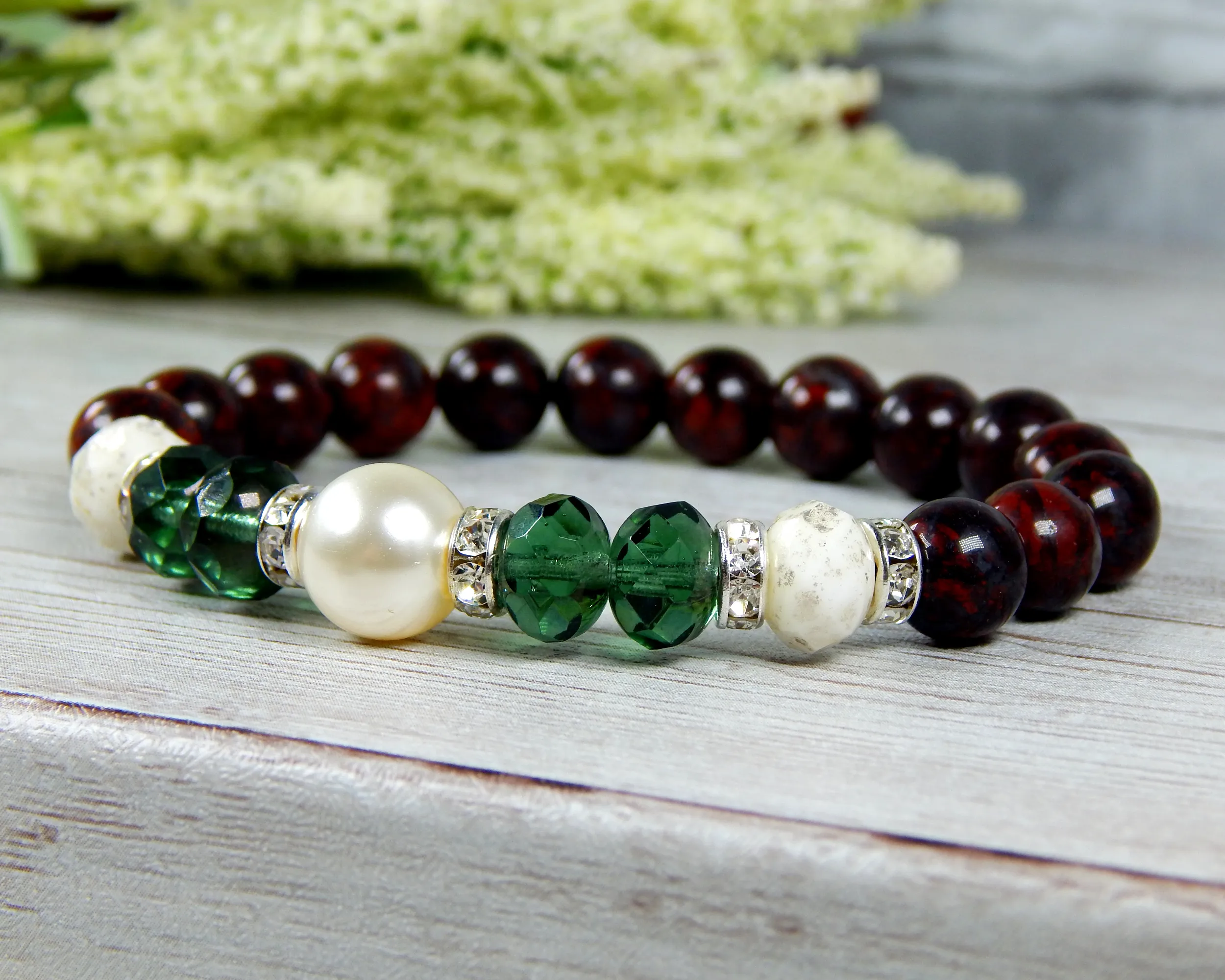 Christmas Jewelry for Women - Holiday Bracelet - Red and Green Jewelry