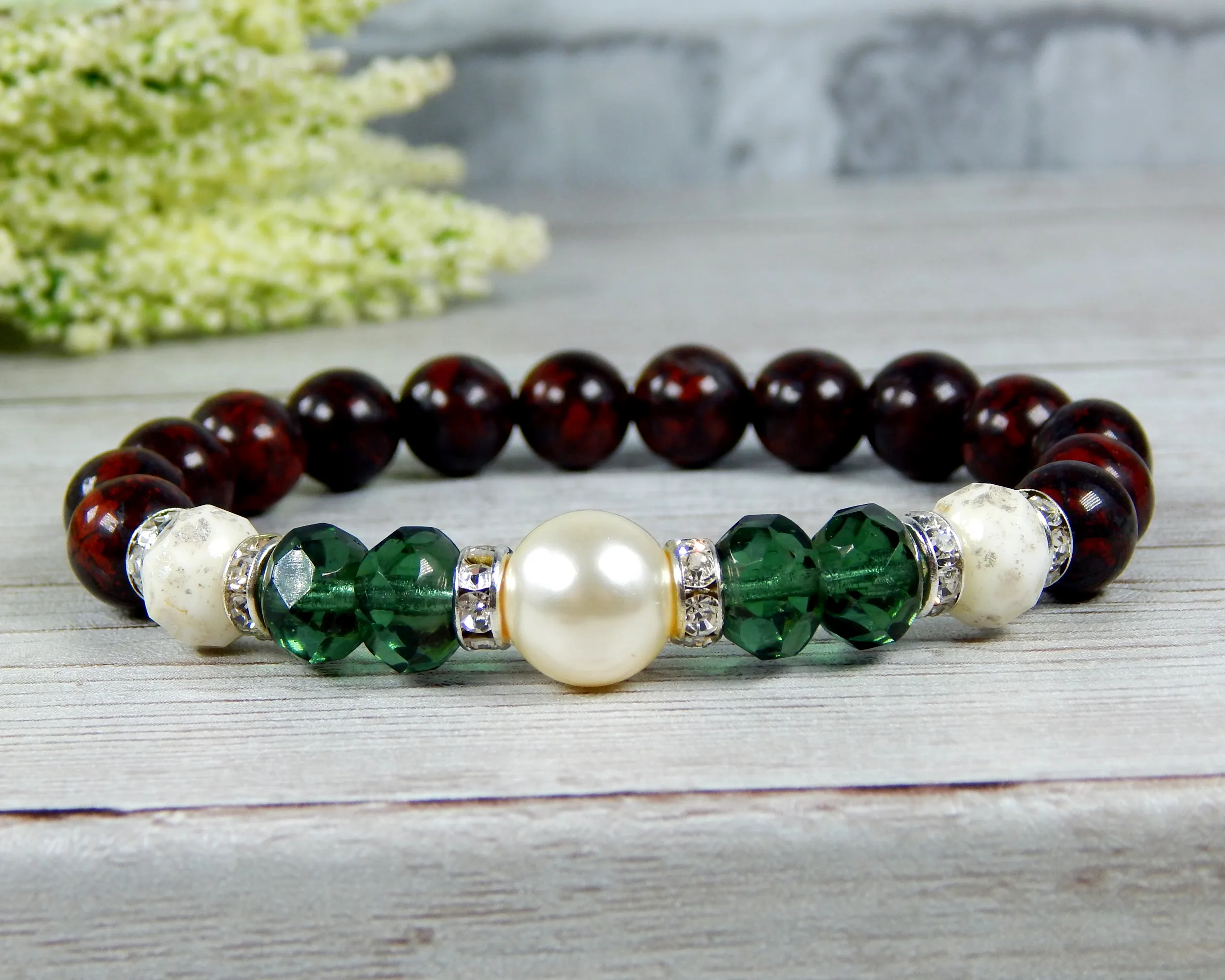 Christmas Jewelry for Women - Holiday Bracelet - Red and Green Jewelry