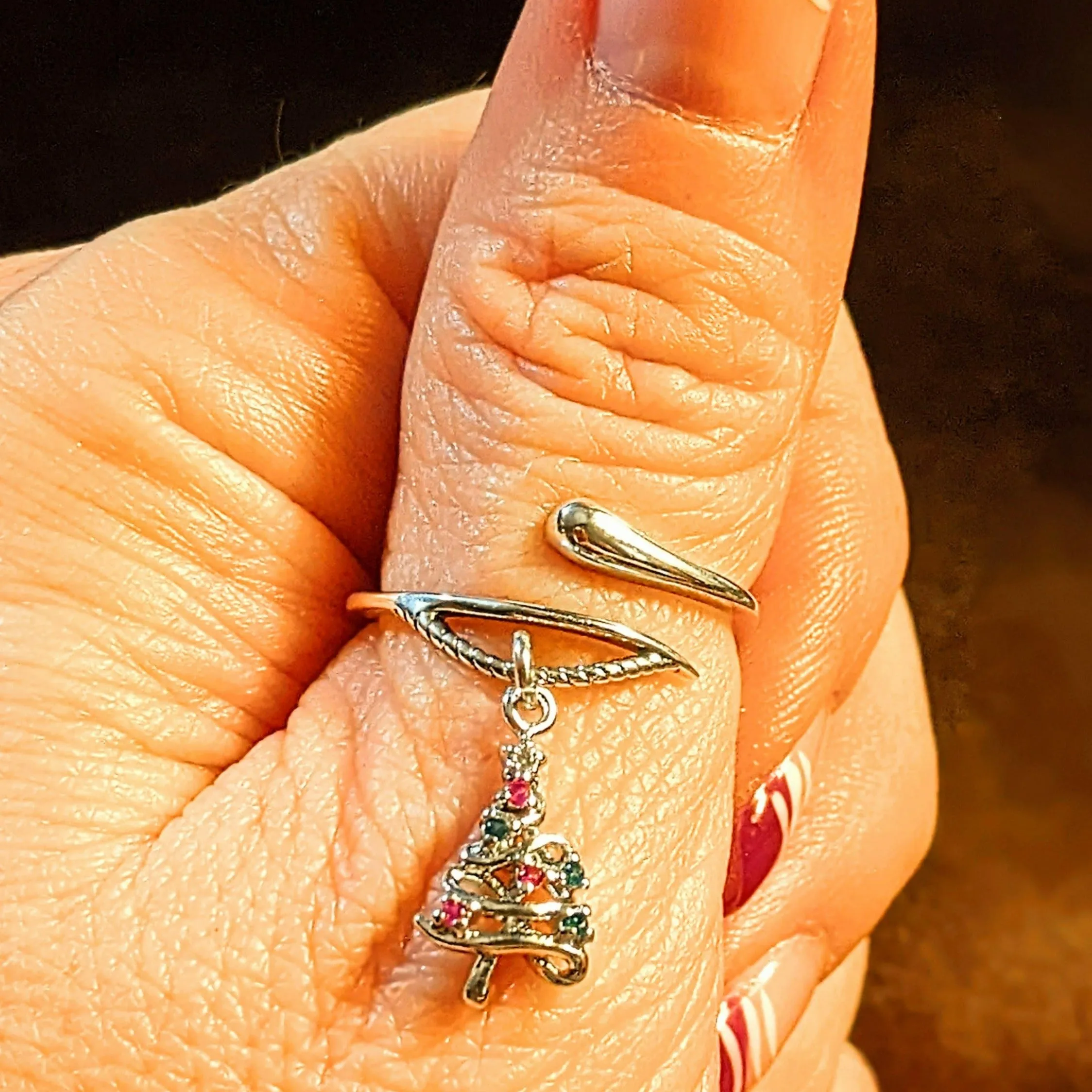 Christmas Tree Charm Dangle Wrap Ring