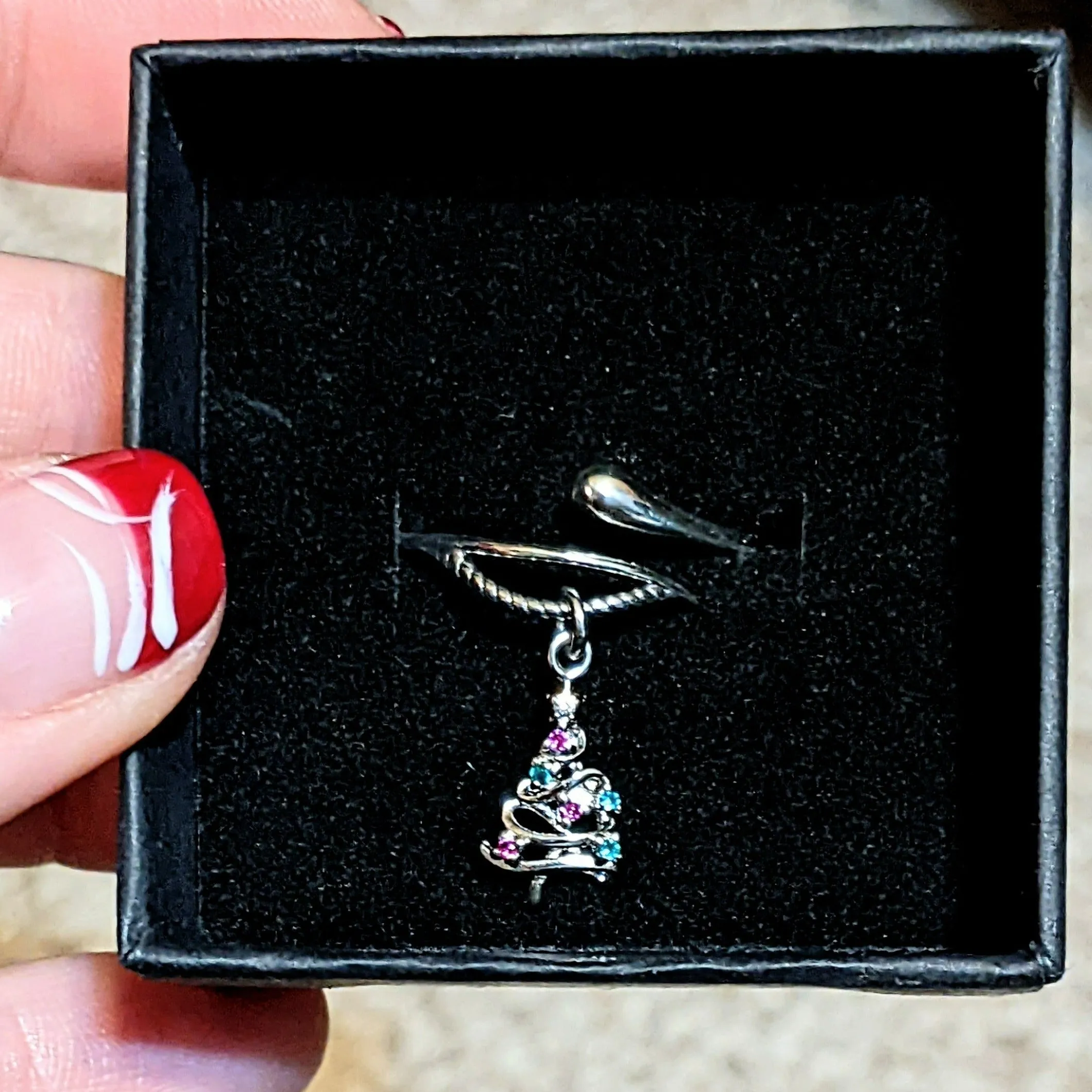 Christmas Tree Charm Dangle Wrap Ring