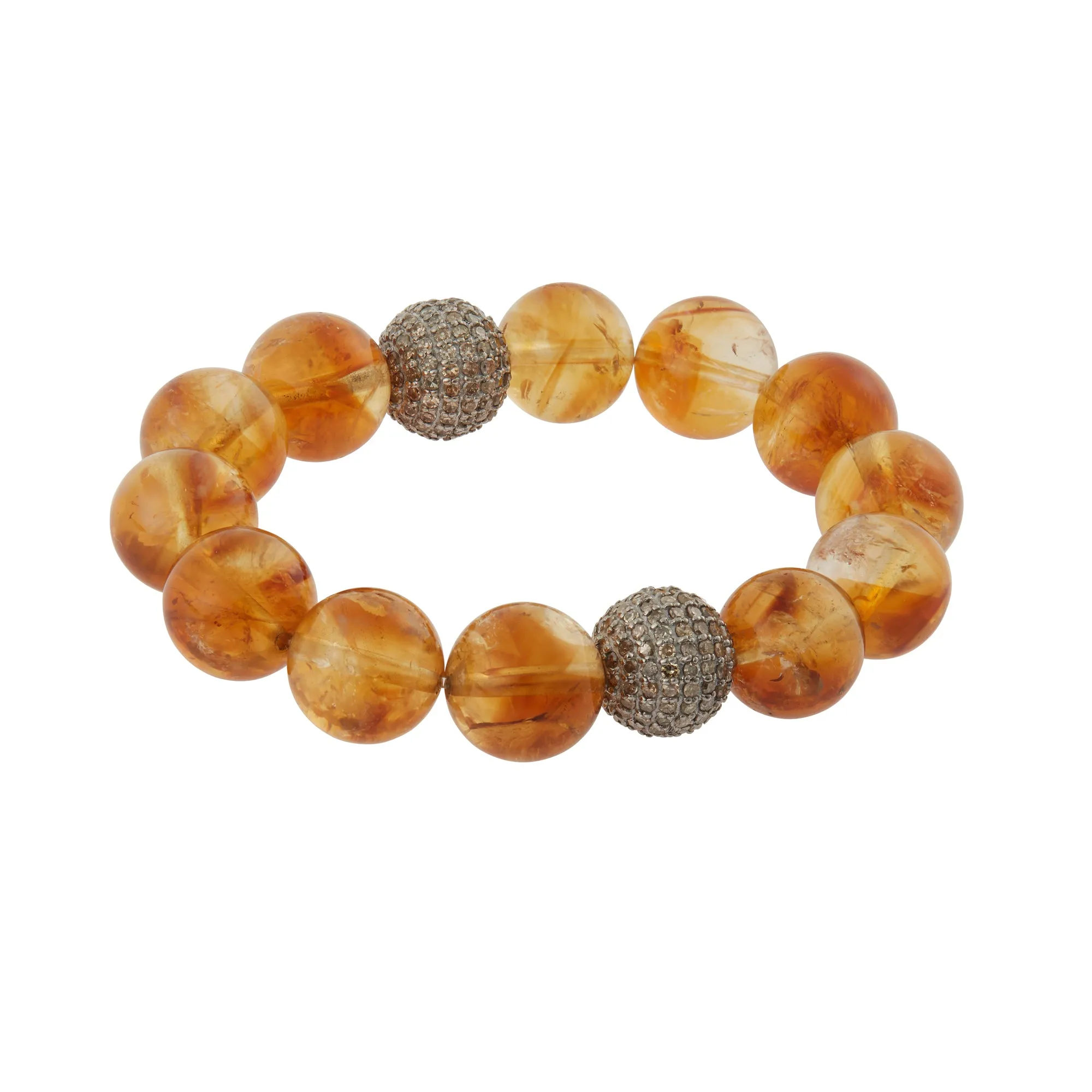 Citrine & Grey Diamond Beaded Bracelet