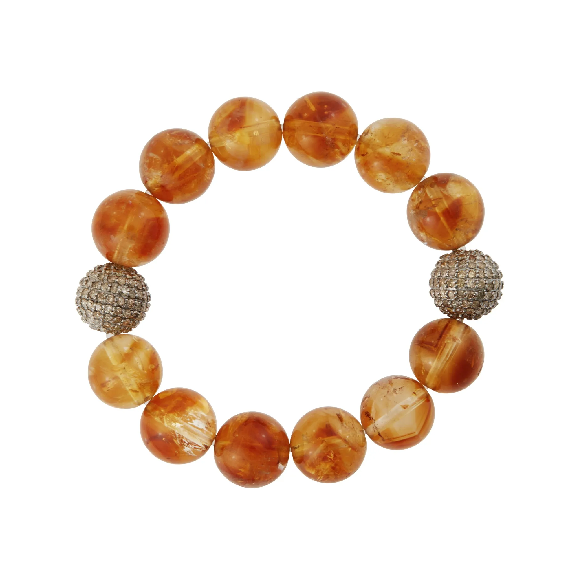 Citrine & Grey Diamond Beaded Bracelet