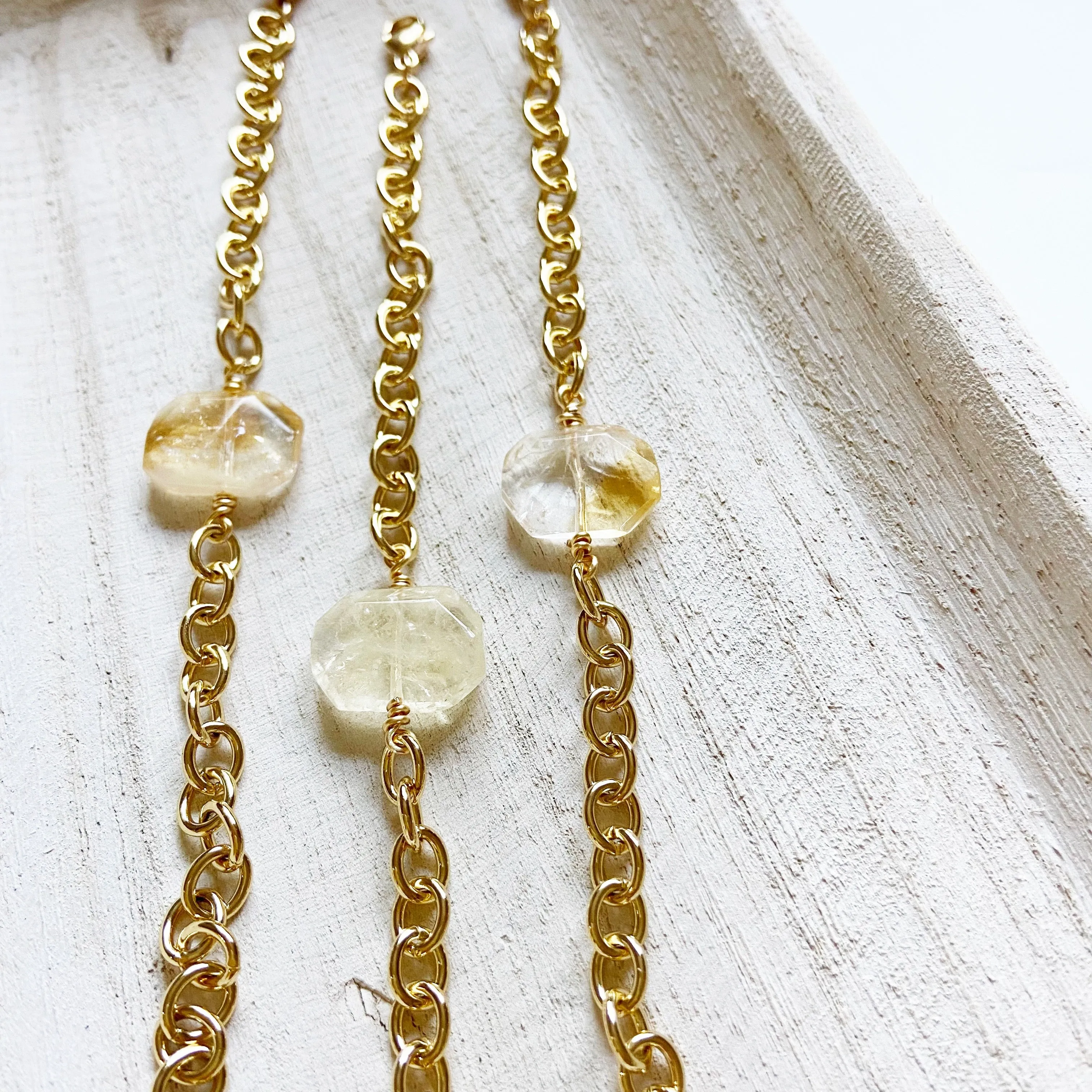 Citrine Chunky Gold Chain Bracelet